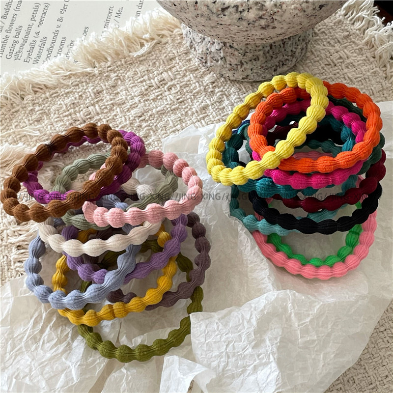 Ladylike style, gentle color series, colorful towel loops, hair bands, new daily basic leather bands, ponytail hair ties details Picture