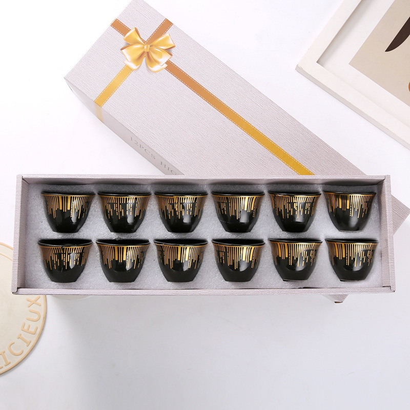 Cross-border Middle East creative Ceramic Moonlight Cup, European-style gilded Grandpa Cup set, business gift tea cups details Picture