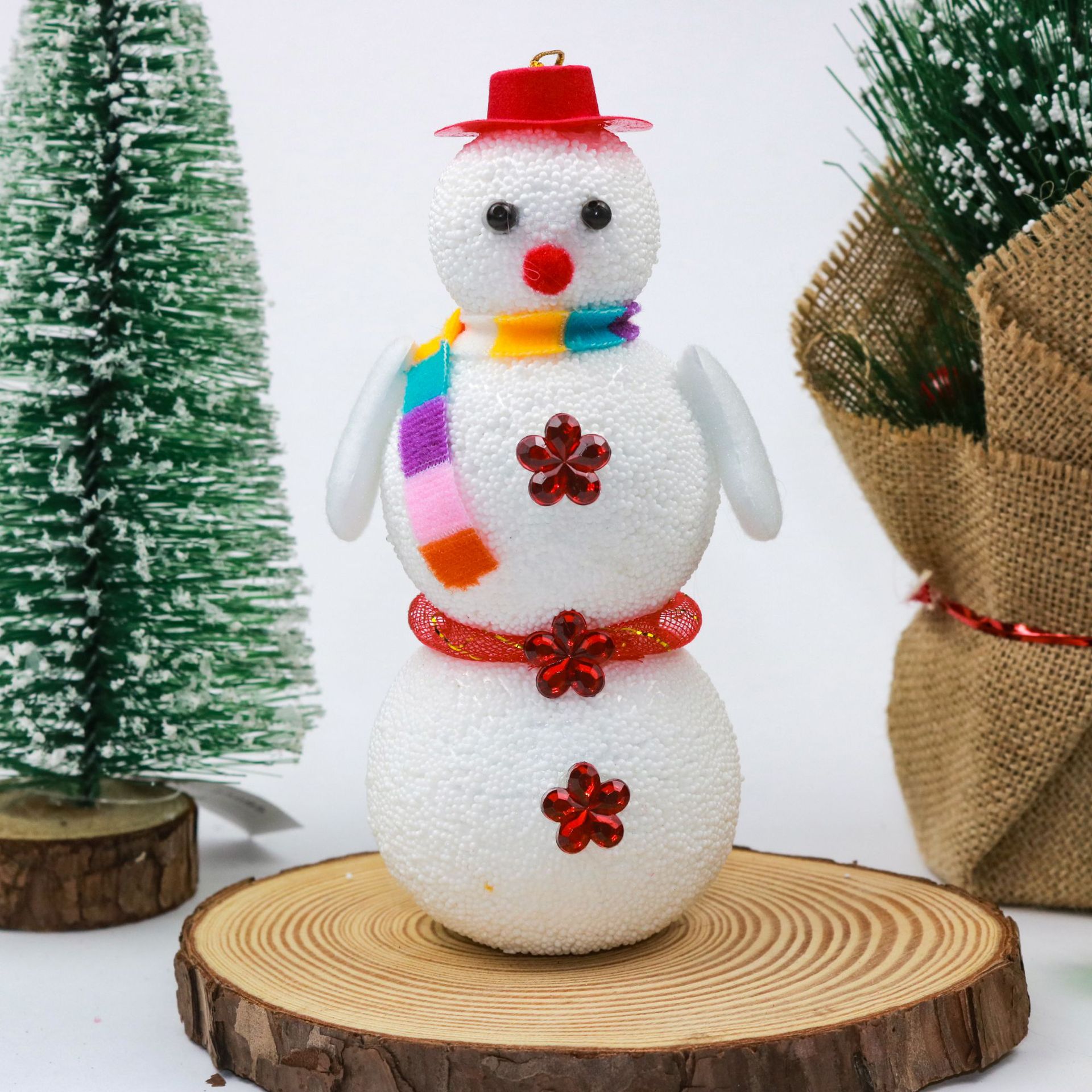 Large three-layer Christmas foam snowman three-dimensional decorative ornaments, scene Christmas pendants, handicrafts and gifts Item Picture