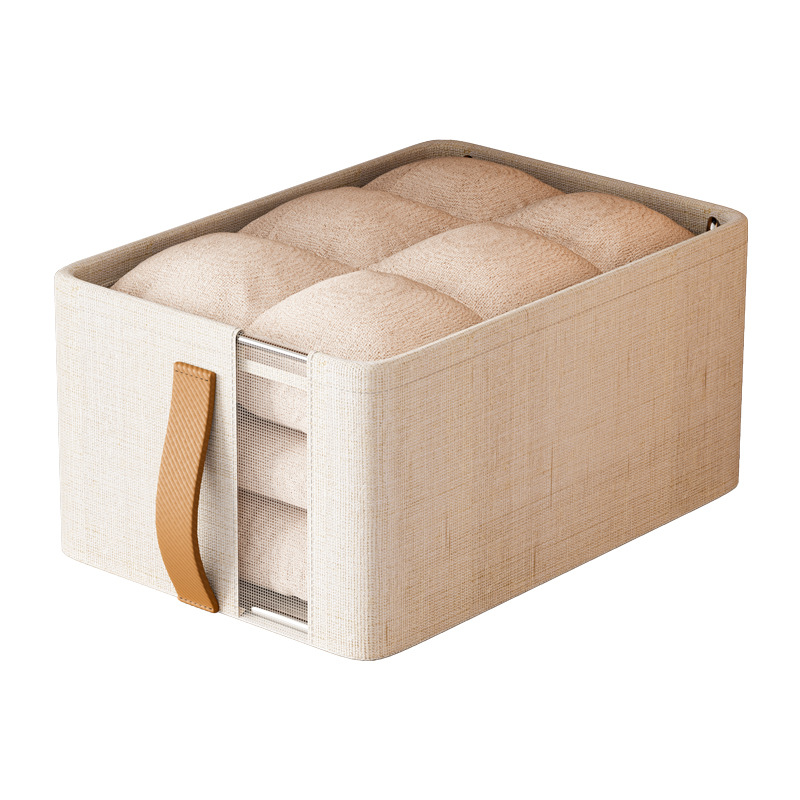Cotton and linen mesh steel frame visible storage box, home wardrobe clothes storage box Item Picture