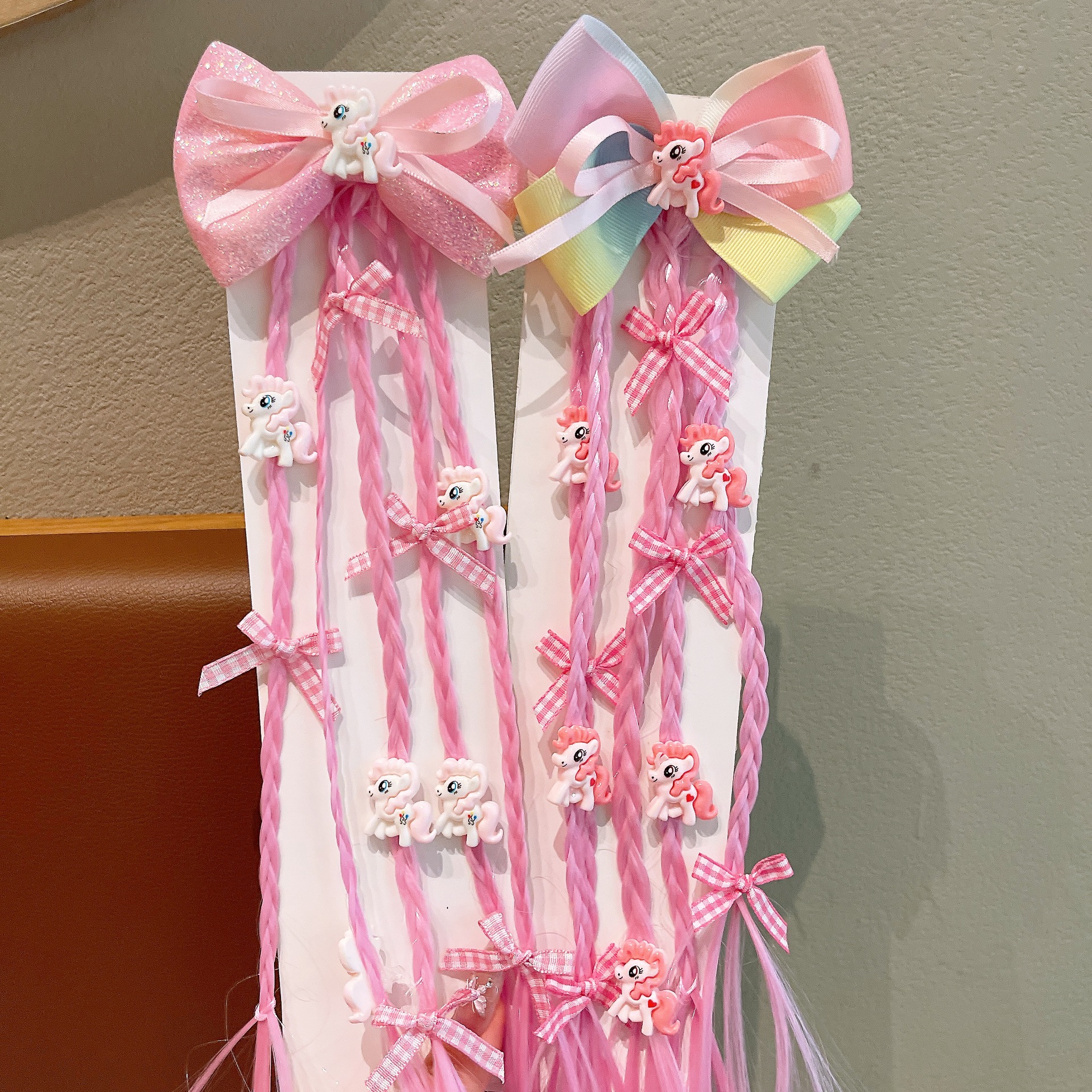 Cute little Pony boxing braid, children's false braid that doesn't hurt hair, little girl butterfly tied hair, hair band headwear details Picture