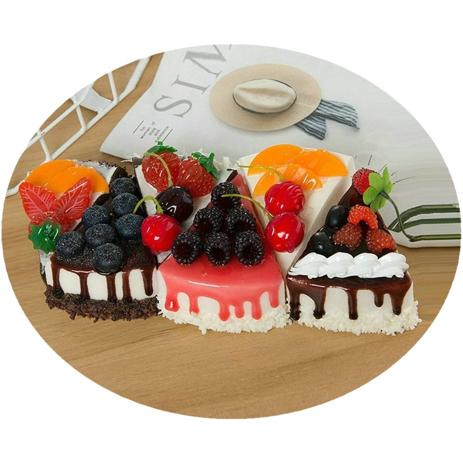 Triangular cut cake model display, home decoration, PMK-V model room shooting props, cost-effective and beautiful pastry and snack decoration items Item Picture