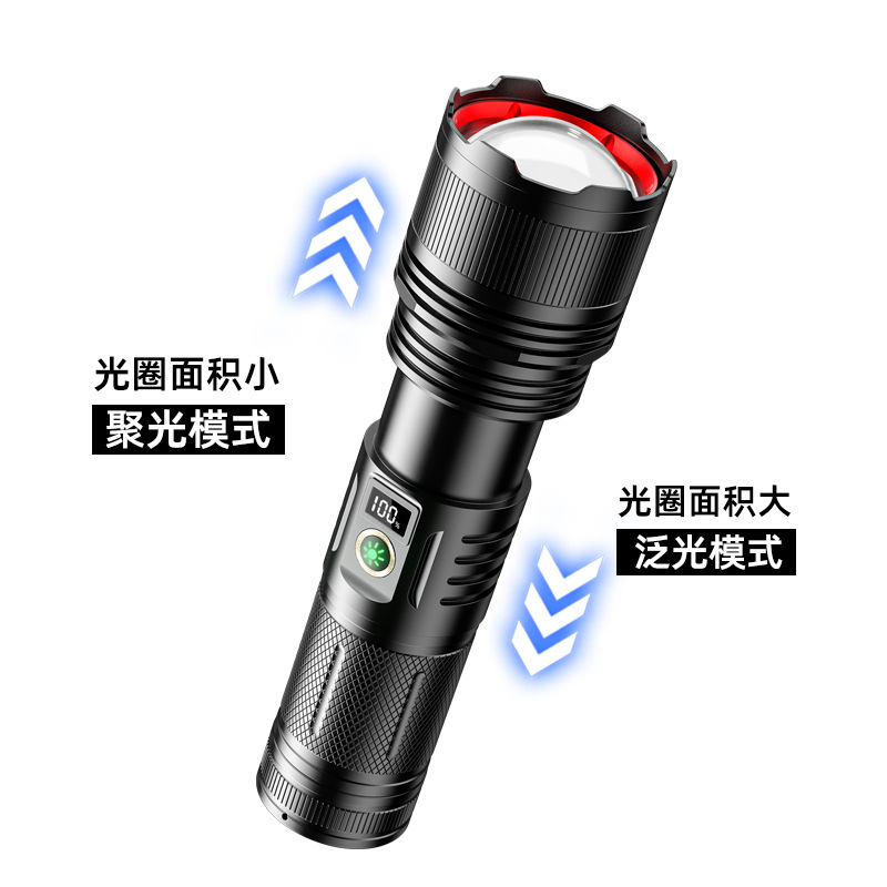New high-intensity flashlight, lithium battery, high-lumen alloy, tactical outdoor camping portable handheld lighting fixture, laser application Specification image