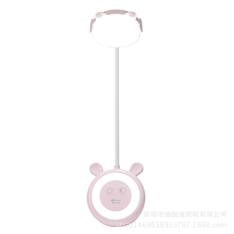 Cartoon LED eye-protecting desk lamp, night light, touch dimming, dual-color, 24-bead USB charging and plugging, creative lighting fixtures, night light gifts Item Picture
