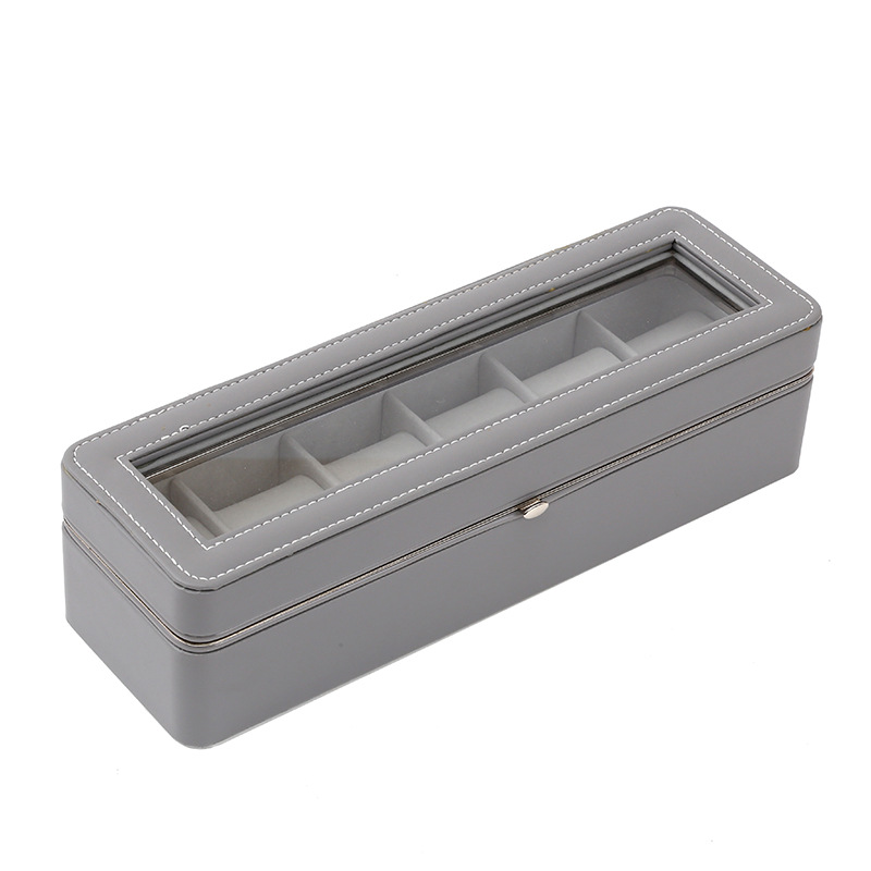 High-end cross-border PU leather watch storage box, metal frame, skylight display box, lined with velvet, watch box, daily necessities, dust-proof jewelry rack, jewelry box, jewelry bag Item Picture