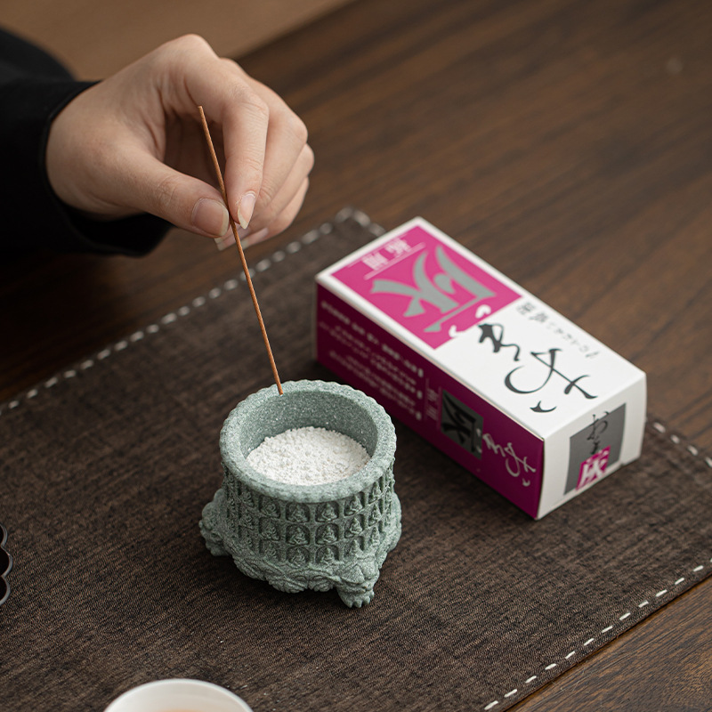 Green sandstone thousand-Buddha lotus incense holder, Zen-inspired home tea table decoration, incense base, incense tray, tea ceremony accessories, incense burner, incense burner, handicrafts, gifts, religious items, incense tray, incense plate Specification image