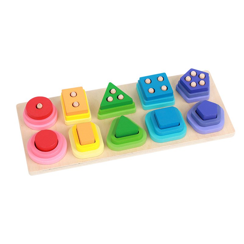 Five sets of column-shaped matching building blocks for early childhood enlightenment and intelligence development, children's early education toys, science and education geometry, intelligence development Item Picture