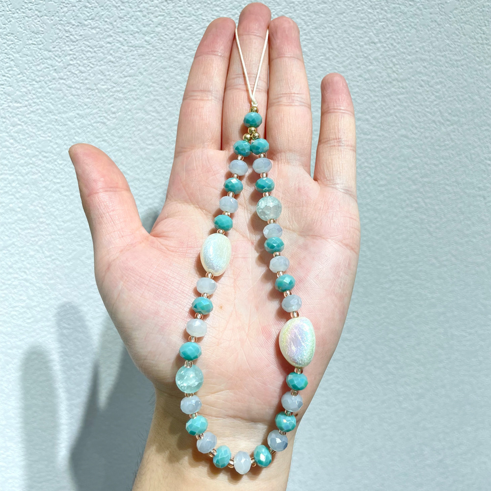 ins Personalized pearl crystal colored stone mobile phone chain, cross-border Amazon jewelry set from Europe and America, beaded chain Application Scenario