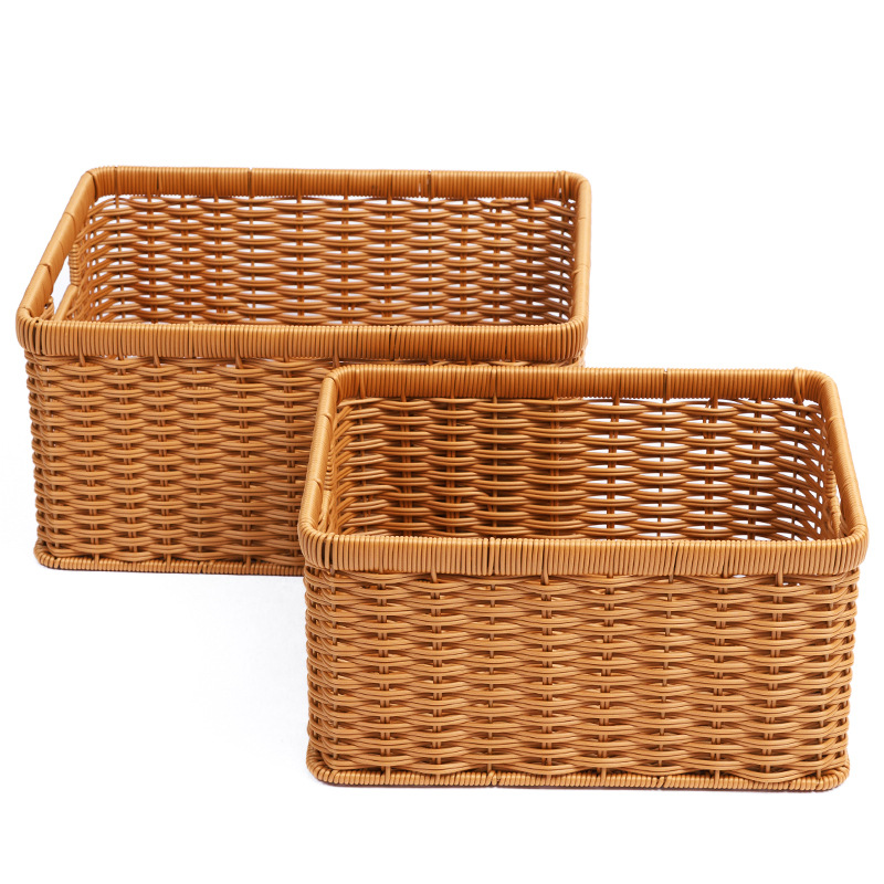 Imitation rattan weaving living room coffee table storage basket, TV cabinet drawer organization basket, kitchen vegetable, fruit and snack storage basket, multi-functional storage basket Specification drawing