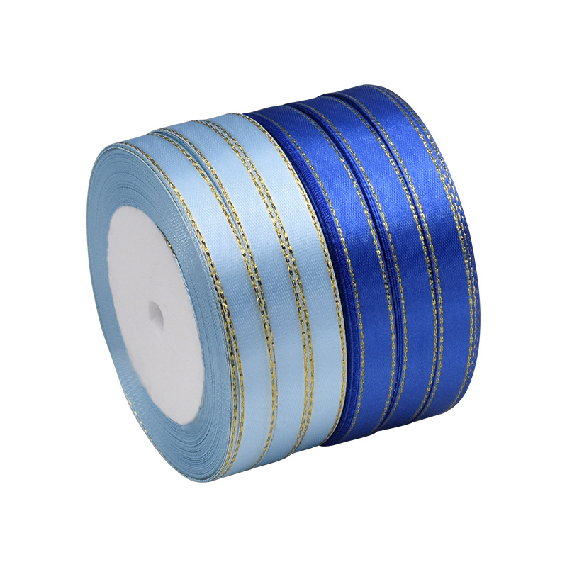 Hanfan gold edge ribbon 1cm wide gift box packaging, handcrafted bow baked decorative ribbon, textile accessories in stock Item Picture