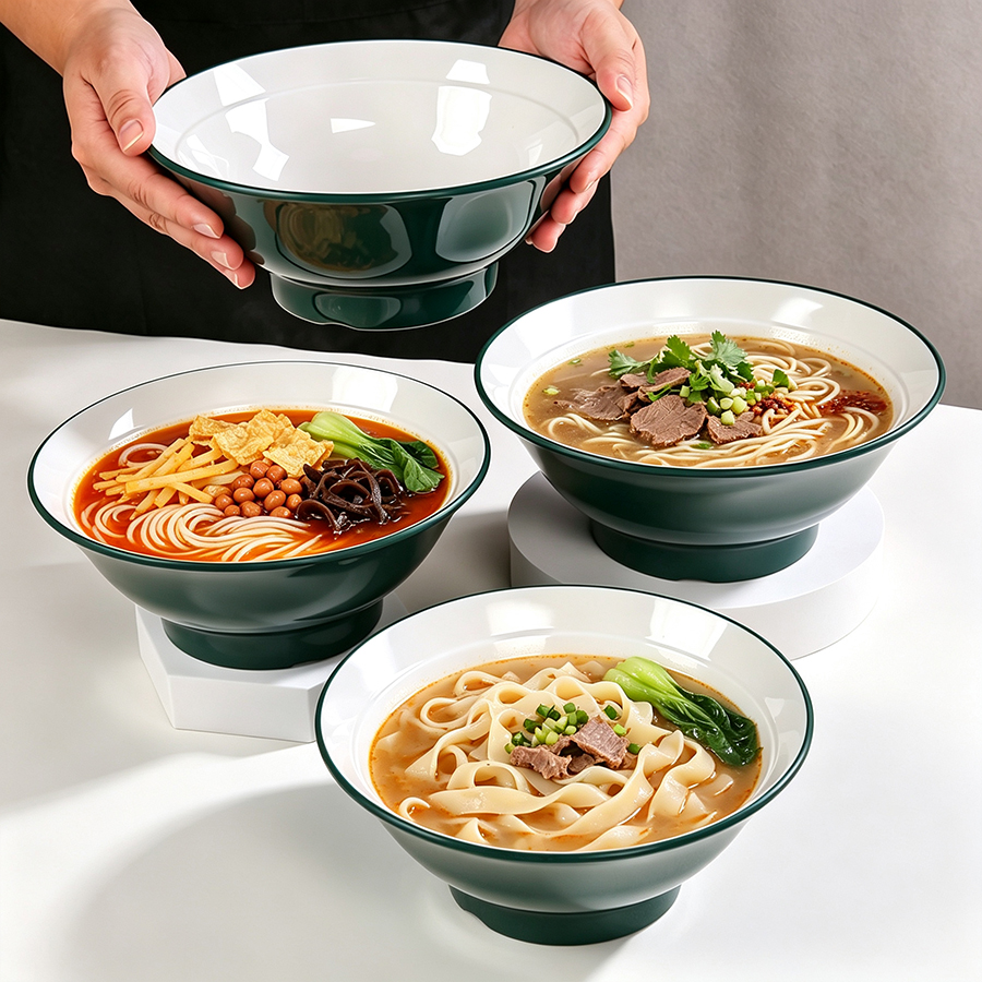 Two-color melamine noodle bowl, commercial beef noodle bowl board, rice noodle soup with snails, fried sauce noodles, catering utensils, heat-resistant and shock-resistant kitchenware