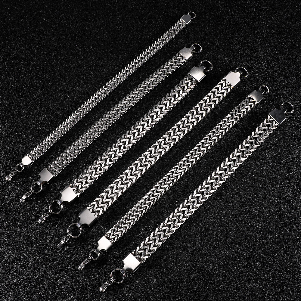 东莞不锈钢手链男士时尚潮流轻奢正反双层龙骨饰品配件耐腐蚀不掉色