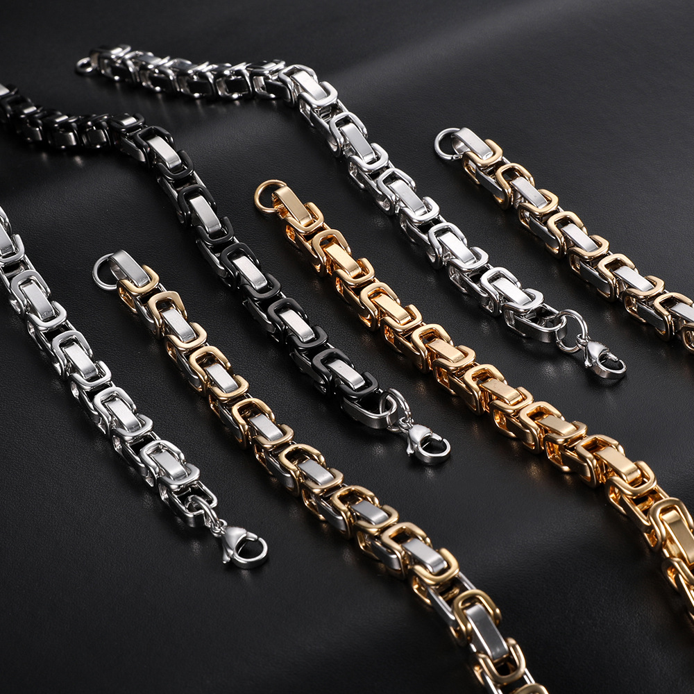 不锈钢嘻哈古巴帝王手链男女款个性百搭高级感不掉色厂家直售五金索具起重链条