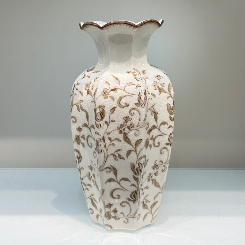 Nuevo estilo chino clásico salón de té estudio jarrón de cerámica arreglo floral contenedor artesanía decoración objetos Specification image
