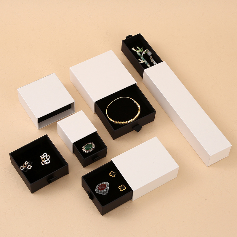 Portable drawer-style jewelry storage box, single-layer necklace bracelet, gift packaging, hard paper box, jewelry organization box, simple and practical for women