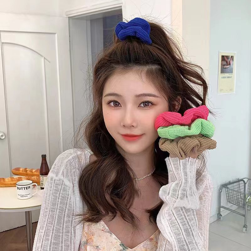 Colorful woolen knitted hair band and headband for women, simple and elegant, high-elasticity and durable leather band hair accessory Specification image