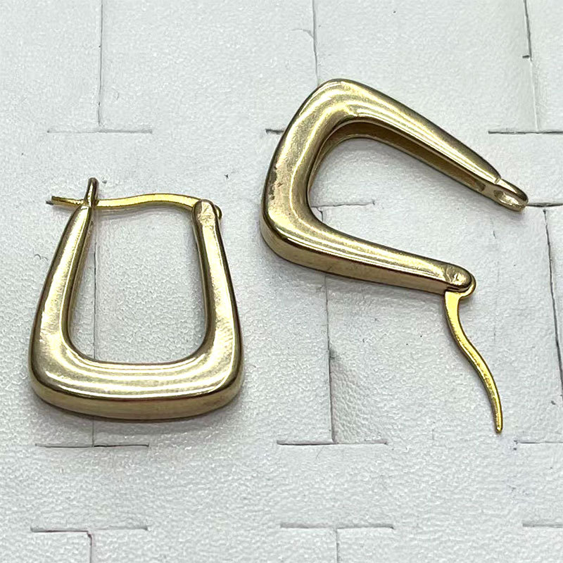 Fashionable and individual geometric glossy earrings, simple and elegant for women's daily life, versatile ear buckles, 2025 trendy earrings Specification image