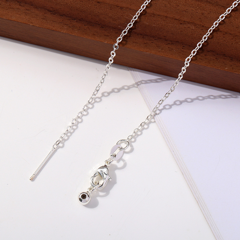 Hot-selling stainless steel pure silver cross chain necklace, women's pure silver chain pendant, sparkling and polished collarbone chain silver jewelry wholesale details Picture