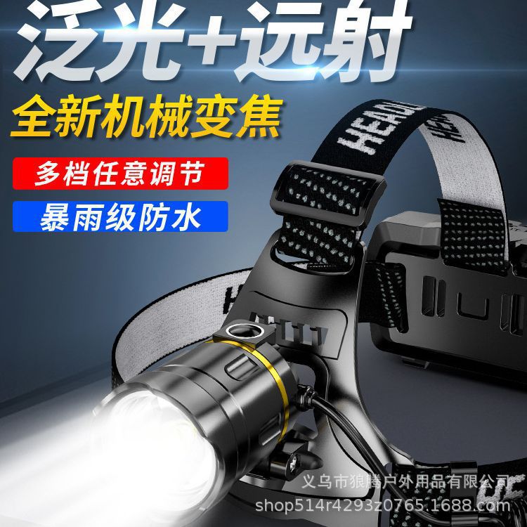 Wholesale outdoor LED sensor headlights, telescopic zoom, USB charging, strong light, waterproof searchlights, lighting accessories, heat sinks details Picture