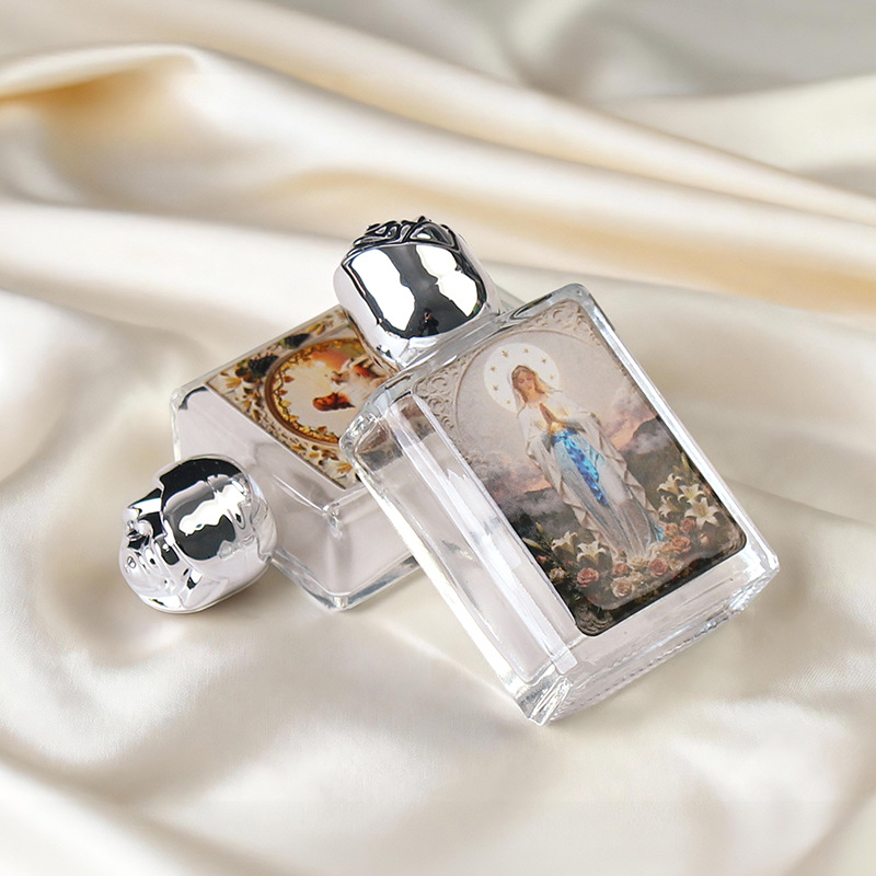 Cross-border religious holy water bottles, rose handicrafts, high appearance level perfume glass bottles, baptism gifts, church ornaments Item Picture
