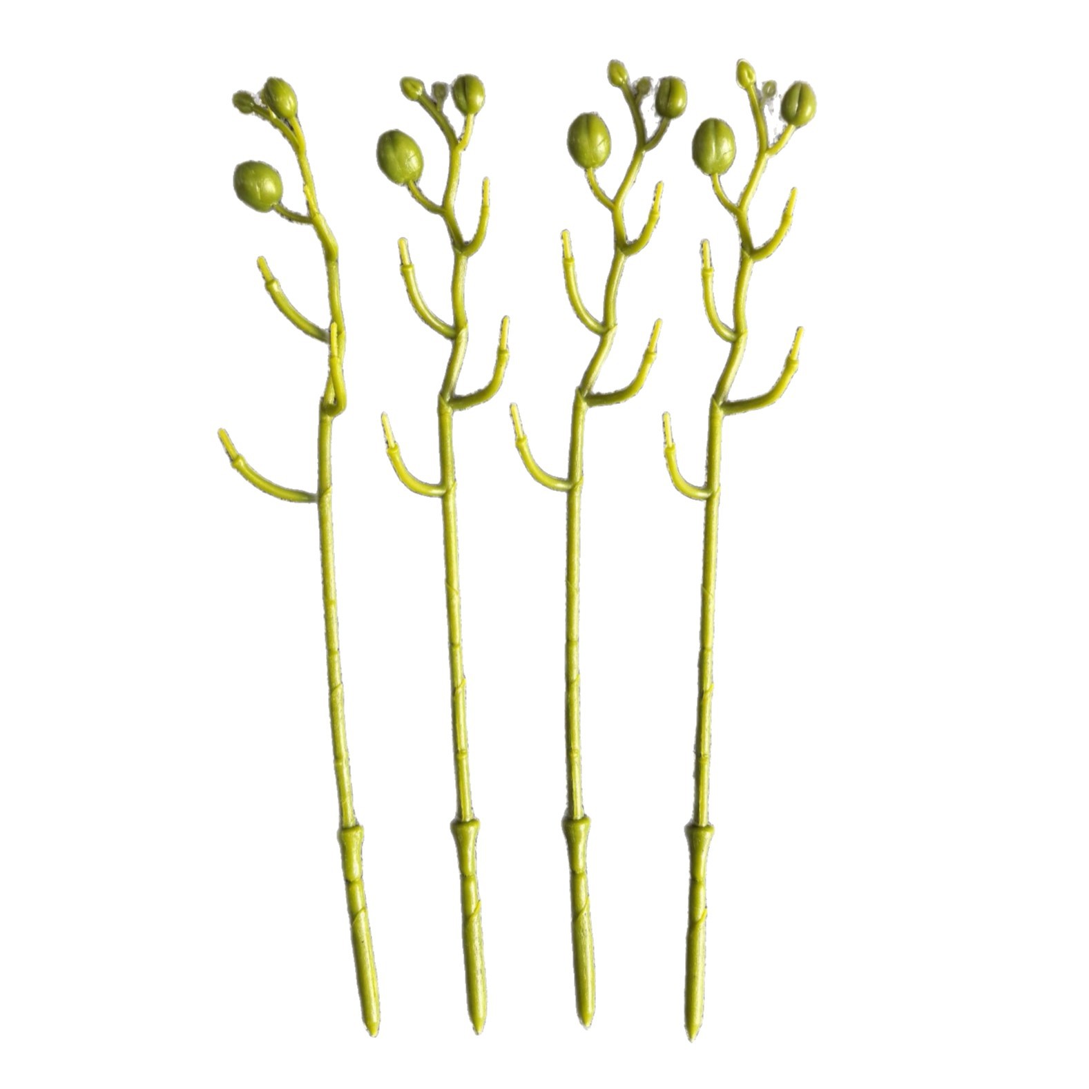 蝴蝶兰仿真花杆4头9头塑料插花植物花枝配件办公文化园艺装饰白底实物图