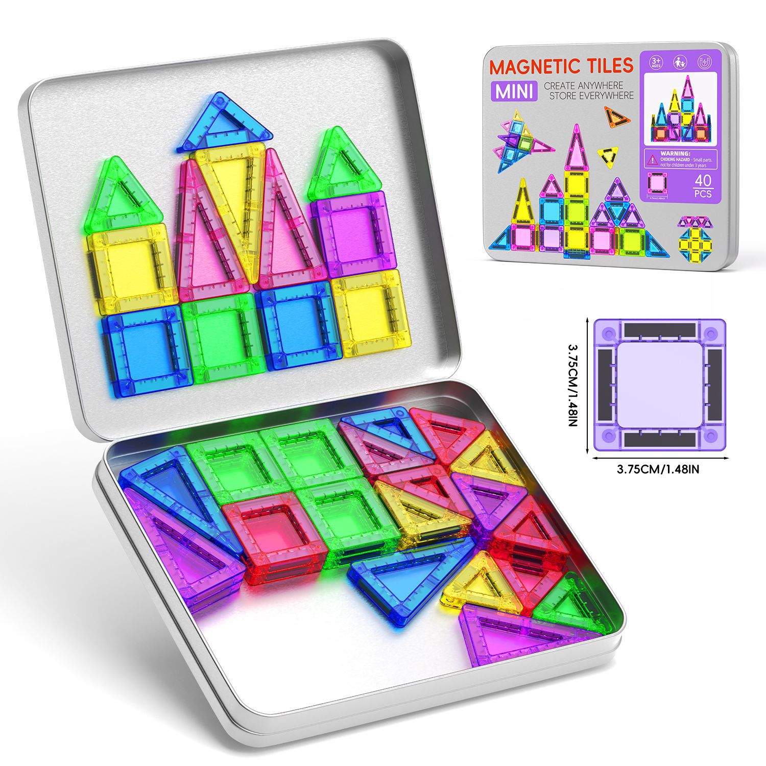 Qianman's new macro color window magnetic sheet mini educational toy features random color single-sided magnetic building blocks and educational magnetic sheets details Picture