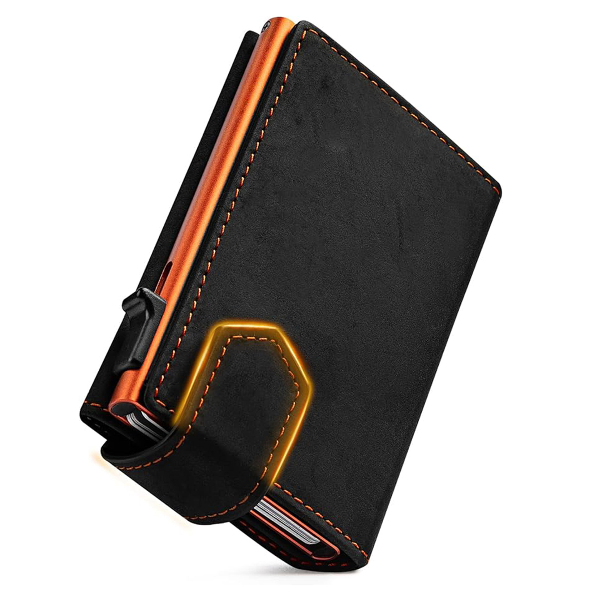 Amazon creative metal card bag hombre multifuncional RFID antimagnético billetera cuero portatil card clip accesorios digitales Item Picture