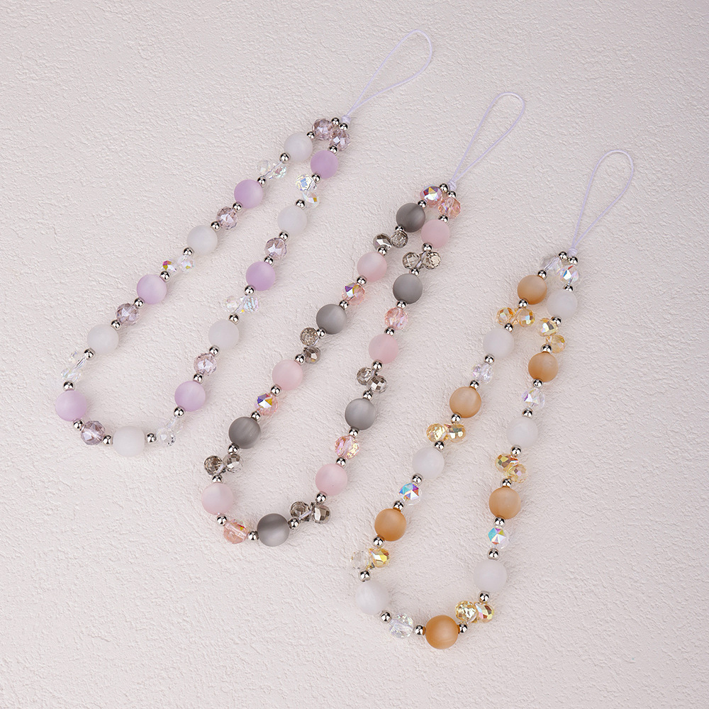 Original design sweet and fresh beaded mobile phone chain, pink spring fresh beaded, girlish CCD camera pendant