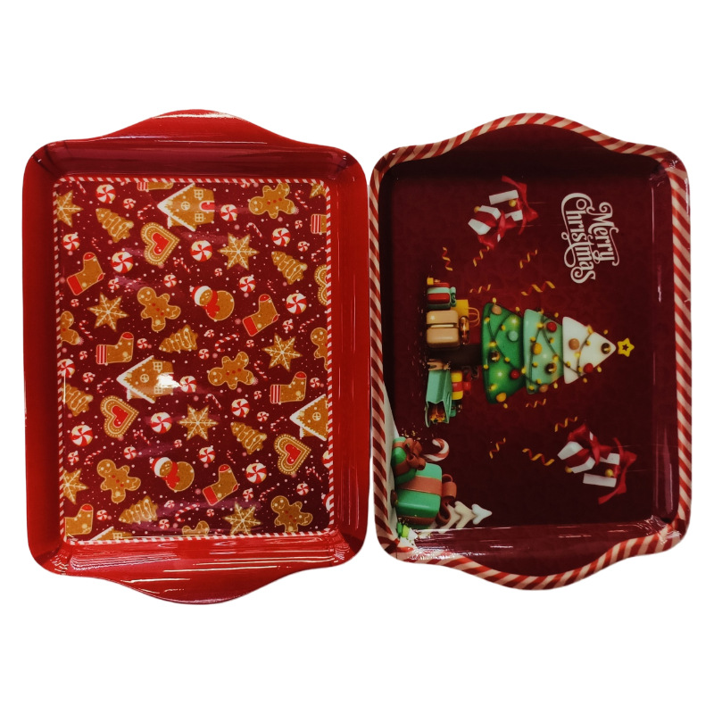 Direct sales from an export-oriented manufacturer of red Christmas tree gingerbread melamine commercial durable and shock-resistant square Christmas decorations details Picture