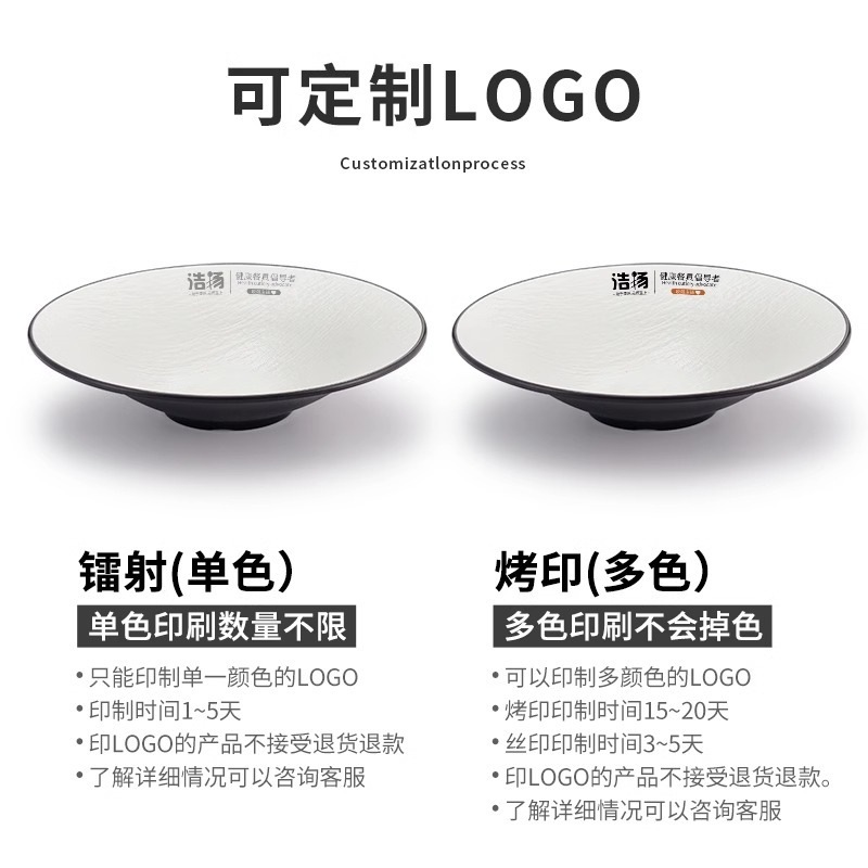 Melamine plastic shallow-mouthed tableware with a variety of heat-resistant and shock-resistant options for salad soup noodle bowls made of imitation porcelain Application Scenario