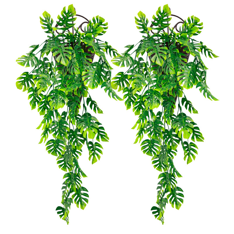 仿真龟背叶壁挂藤条绿植吊兰藤蔓家居装饰人造绿叶宠物园艺盆栽