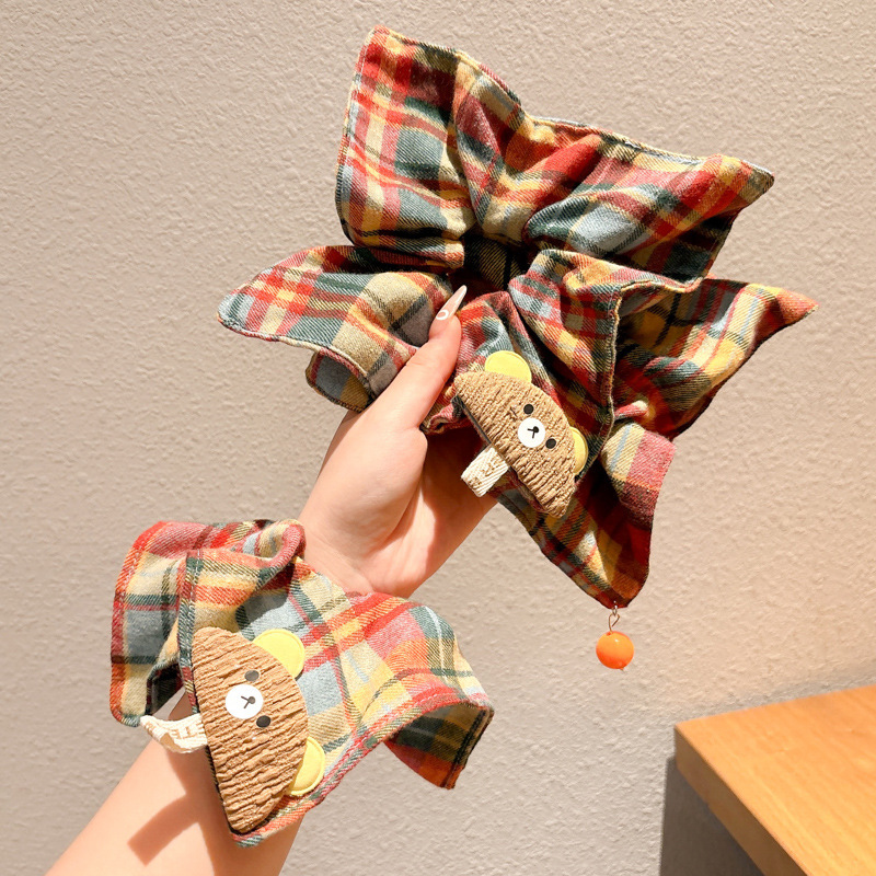 复古风彩色条纹大肠发圈女高弹力耐用头绳高级感发饰扎头发方巾饰品发饰头饰