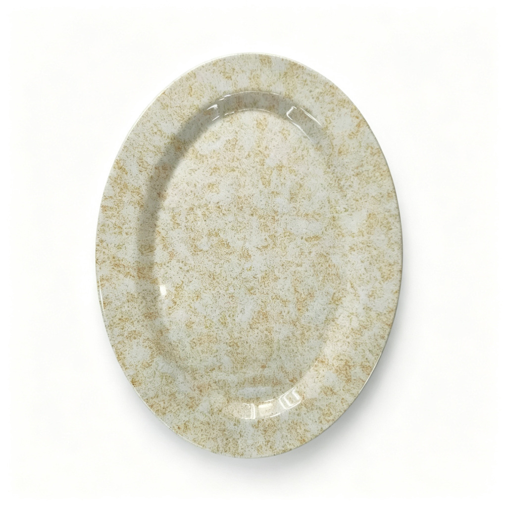 Direct sales from the foreign trade manufacturer: Light coffee-colored round melamine dinner plates in commercial stock, durable and wear-resistant Specification image