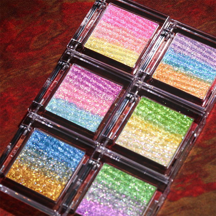 Pequeña cantidad personalizada OEMODM camaleón patrón vertical gradiente arco iris eyeshadow bandeja multicolor color brillante duradero no mareo belleza transfronteriza nuevo artículo - 2