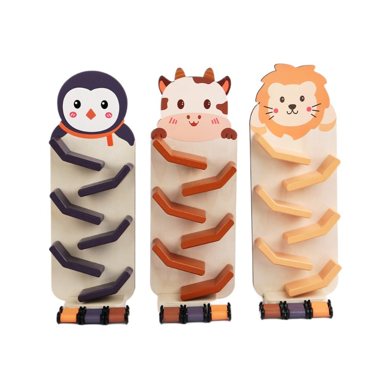Children's wooden cartoon slide car educational toy, exercise hands-on ability, visual tracking, early education concentration, leisure sports toy Item Picture