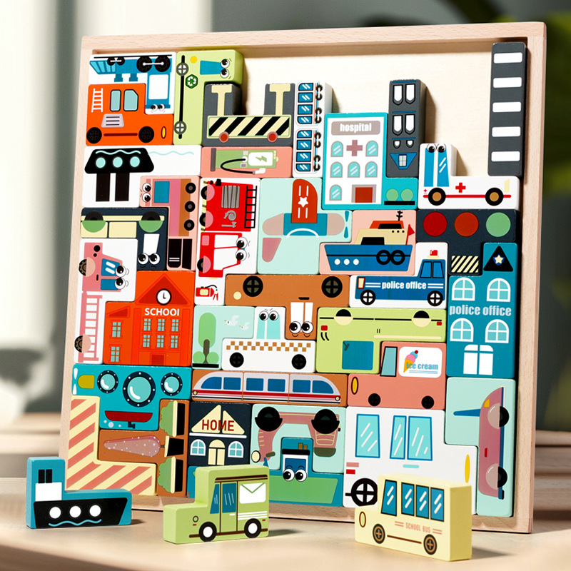 Tetris building blocks 3D stereoscopic animal jigsaw puzzle children's educational and brain-stimulating toys suitable for boys and girls aged 3 to 6. Jigsaw puzzle educational and scientific toys Application Scenario