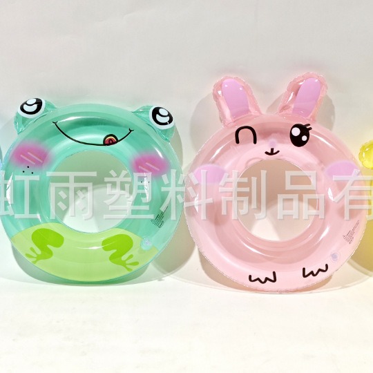 Hongyu thickened cartoon animal inflatable swimming rings for children, environmentally friendly and transparent water toys, wholesale sports and outdoor swimming products Item Picture