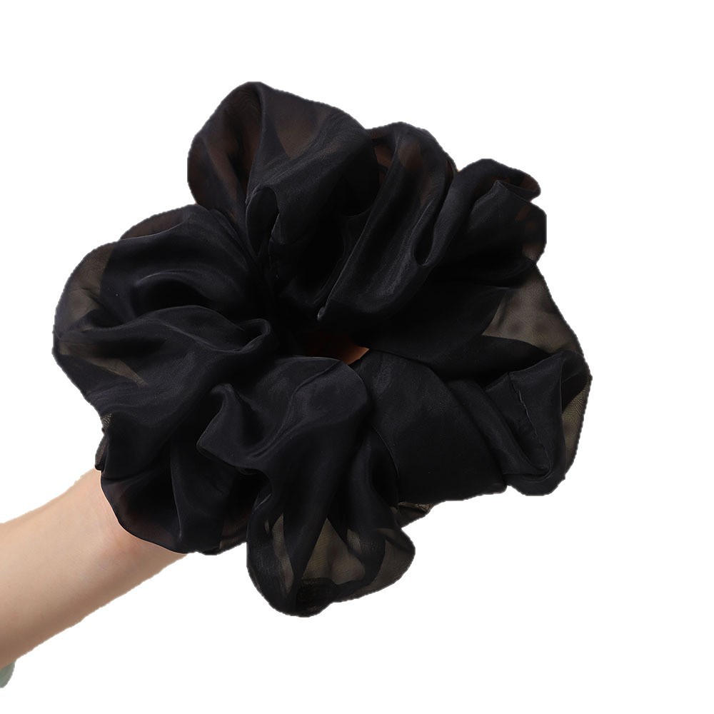Autumn and winter solid-color large cloud-shaped large intestine hair band, French retro high-elastic seamless knitted hair tie headwear accessory Item Picture
