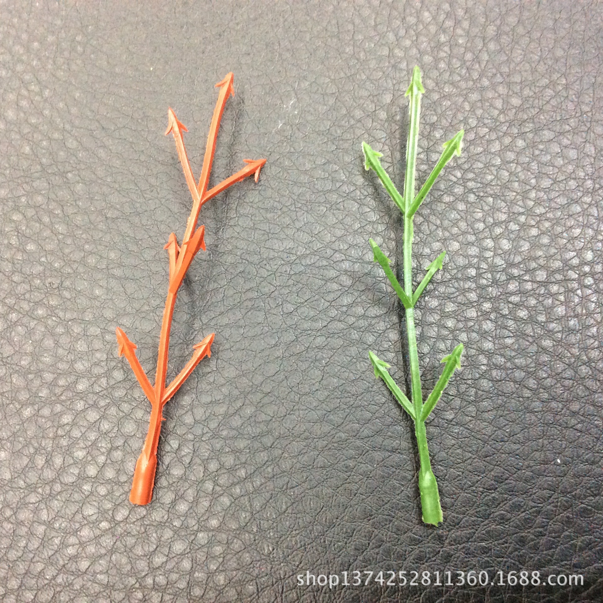 厂家直销仿真花塑料花枝DIY配件9.5CM橡塑塑料片PP花枝材料多色可选