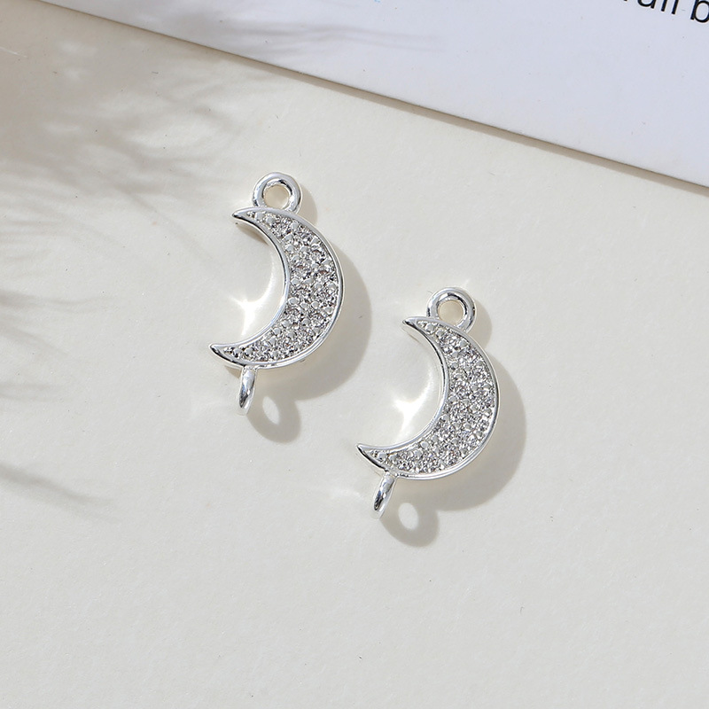Wholesale of new moon copper zircon handmade diy Lightning eye heart-shaped necklace, bracelet and small pendant accessories Specification image