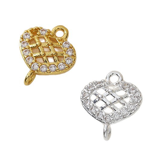 New heart-shaped diamond-encrusted bracelet pendant DIY accessory earrings necklace electroplated heart pendant accessory accessory Item Picture