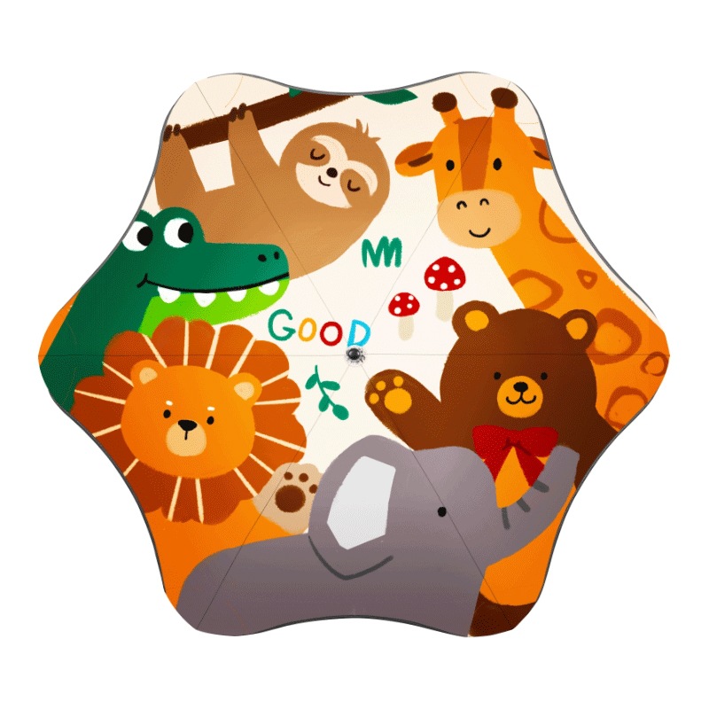 Xingbao Umbrella Children's reflective rounded corner anti-poke manual long-handle sunshade umbrella, safe for babies to shield from wind and rain Item Picture