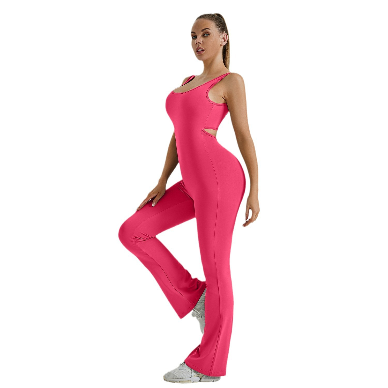 New fashionable and casual tight-fitting, hollowed-out back yoga jumpsuit for cross-border foreign trade from Europe and America, a slimming and form-fitting home wear for women Item Picture