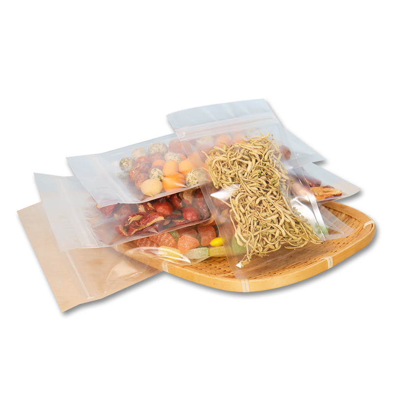 High-definition transparent self-sealing bags, plastic food bags, flat-bottomed zipper bags, for packaging tea, nuts and snacks Item Picture