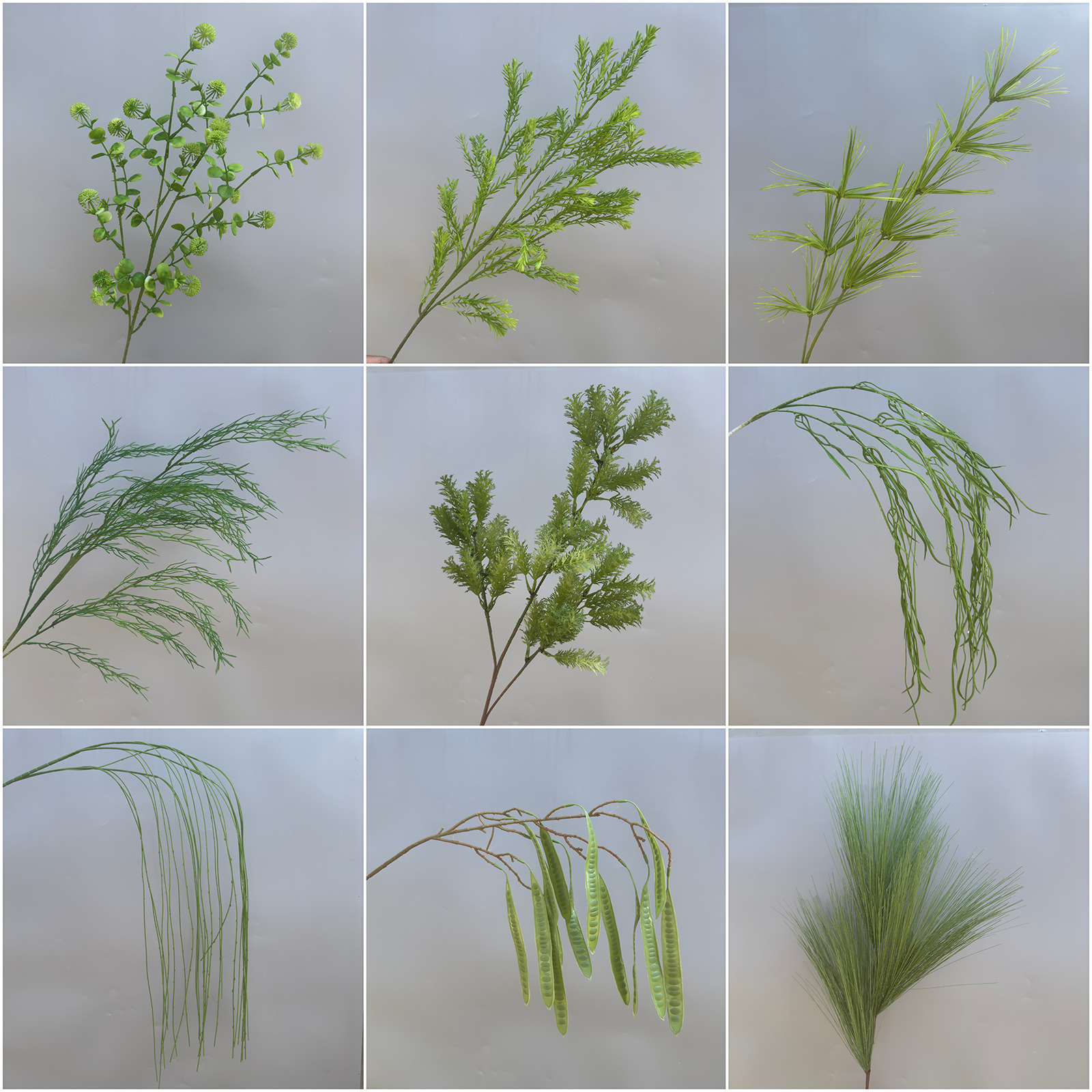 森系莫奈花园仿真花婚庆用花芦荟草蓬莱松尤加利绿叶批发办公文化园艺装饰