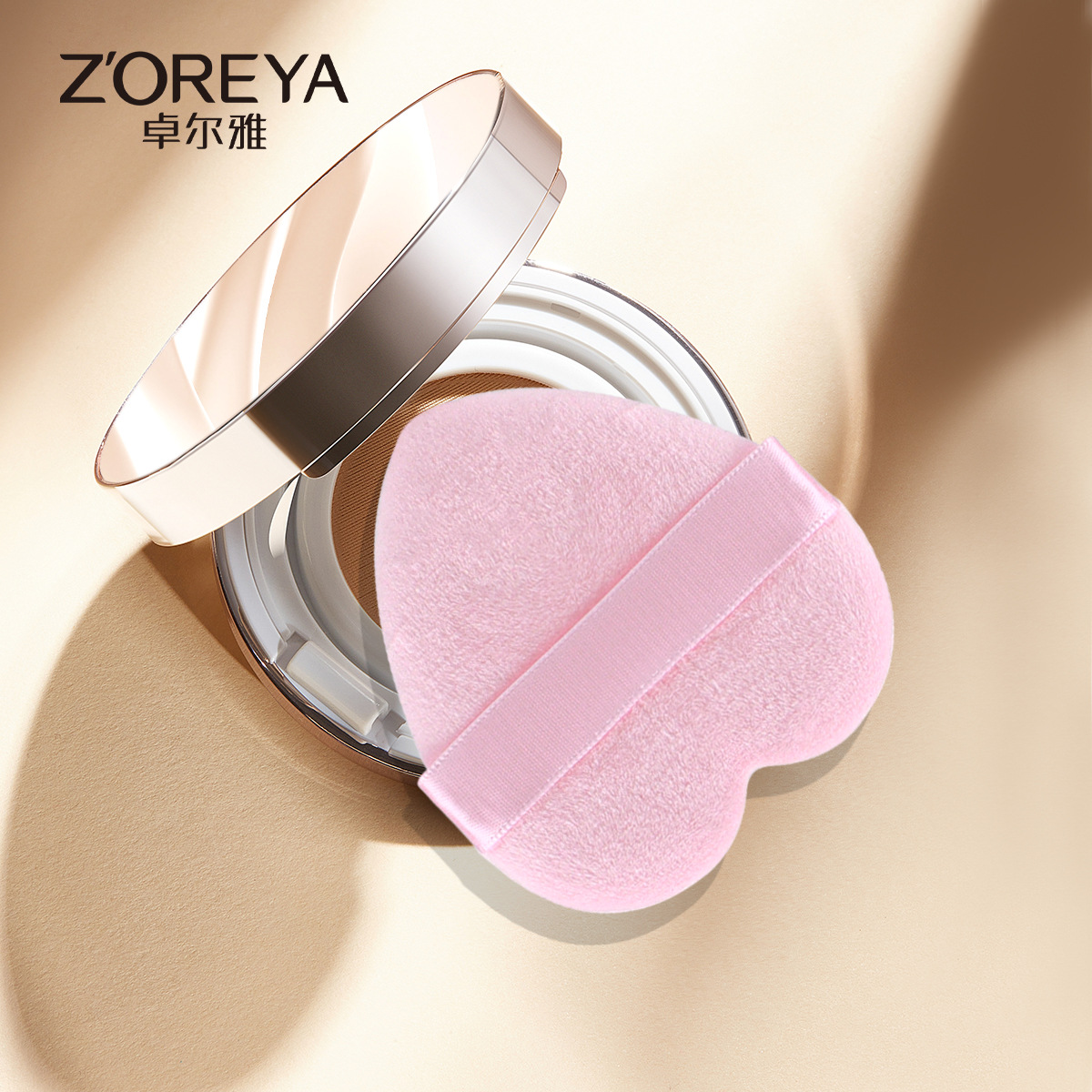 爱心双面植绒粉扑散粉蜜粉上妆不吃粉气垫美容工具跨境批发