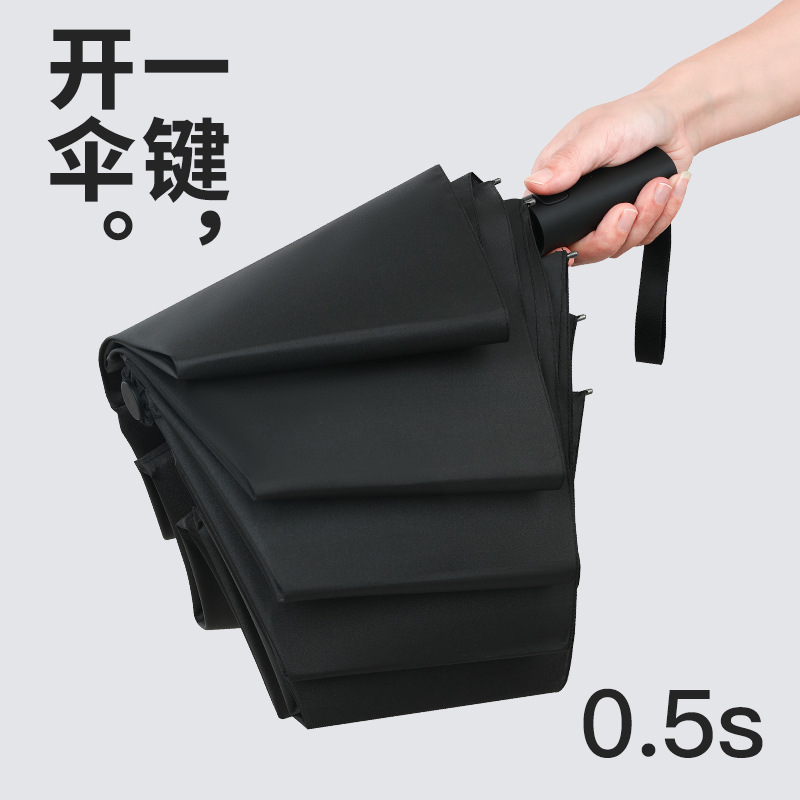 Wholesale advertisement of three-fold 8-bone non-folding patch fully automatic umbrella, business umbrella, wind protection, sun protection and rain protection Specification image