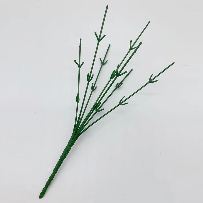 仿真绿植花枝五叉二十五目七叉三十五目塑料带铁丝工厂批发办公园艺装饰仿真树枝叶
