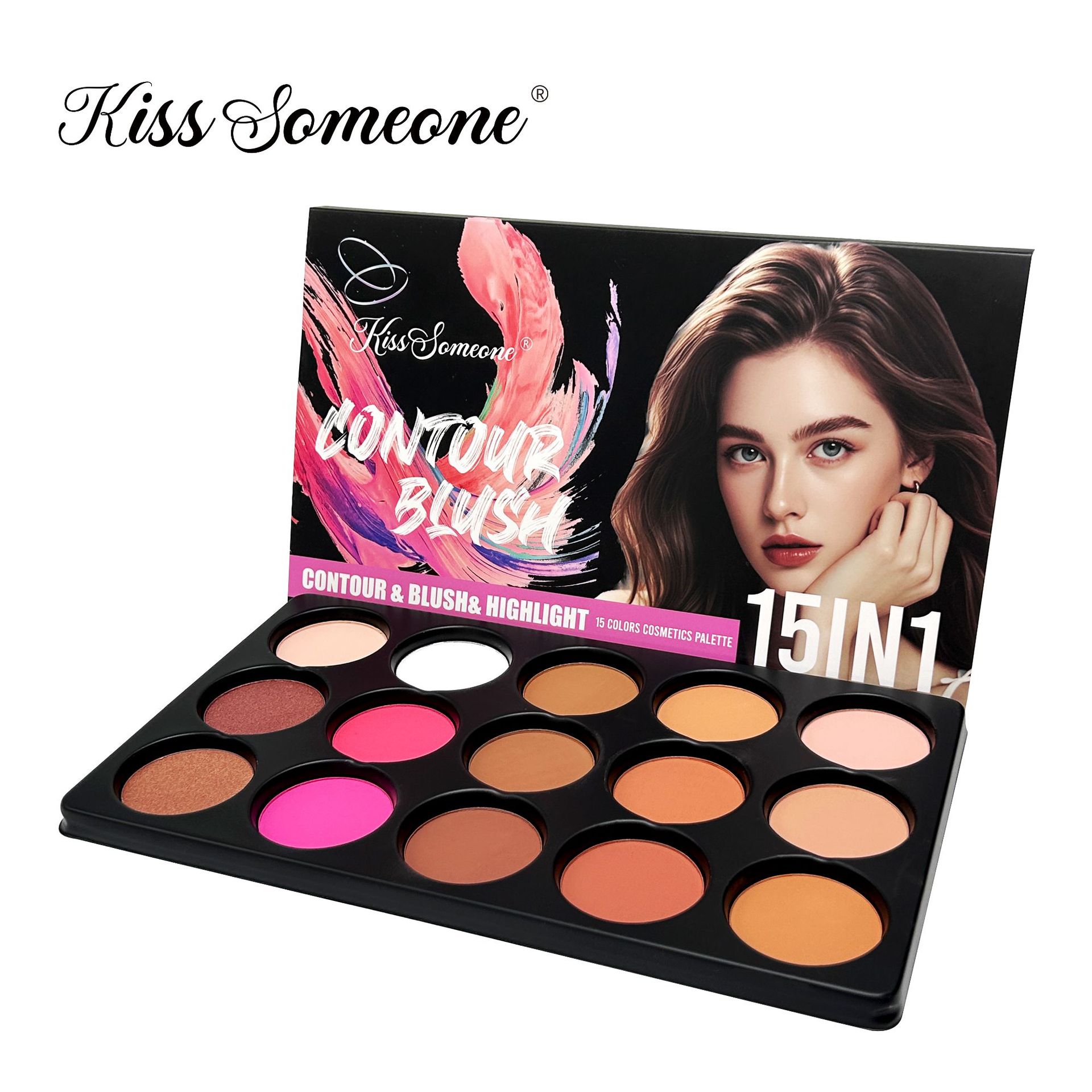 Customized OEM/ODM multi-color matte eyeshadow, blush, highlighter and brightening makeup powder compact for export, best-selling, long-lasting makeup with natural luster