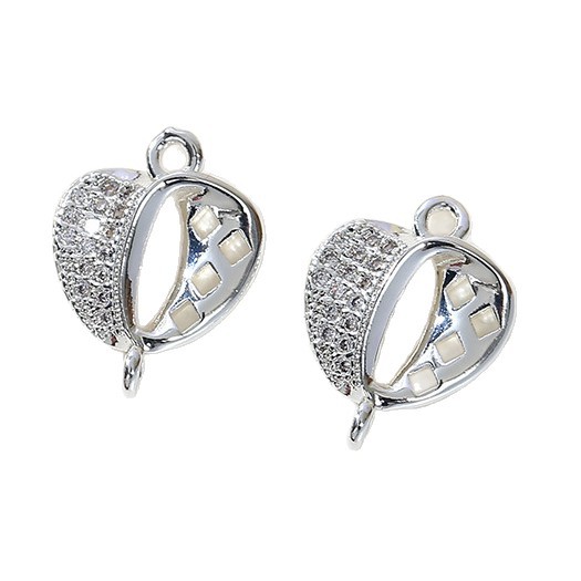 Wholesale of new moon copper zircon handmade diy Lightning eye heart-shaped necklace, bracelet and small pendant accessories Item Picture